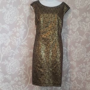 Black dress with gold lace overlay